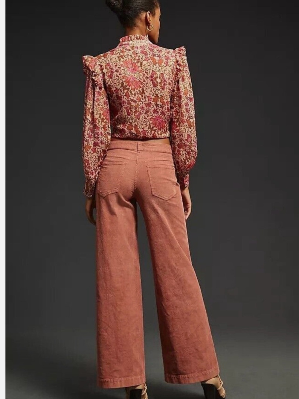 Pilcro the Gwen Wide Leg Corduroy Crop Ankle Pant in Rose Pink NWT size 28 - Picture 12 of 12